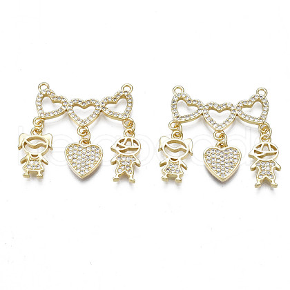 Valentine's Day Theme Brass Micro Pave Clear Cubic Zirconia Pendants ZIRC-N039-177-NF-1