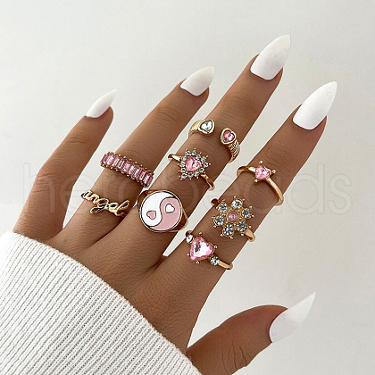 Alloy Rhinestone and Enamel Cuff Rings & Finger Rings Set FS-WGD5716-01-1