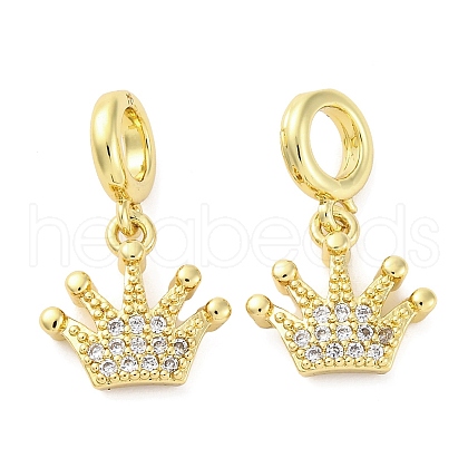 Brass Micro Pave Cubic Zirconia European Dangle Charms KK-D325-14G-1