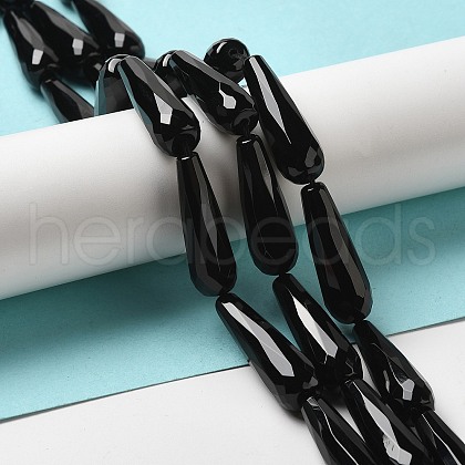 Black Onyx Beads Strands G-E039-FD1-30x10mm-1