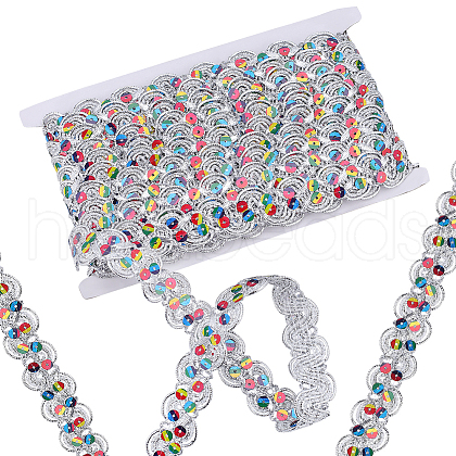 Polyester Paillette Lace Ribbon OCOR-WH0078-113A-1