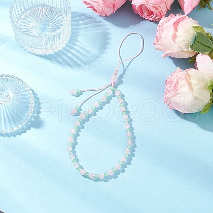 Natural  Rose Quartz Mobile Straps HJEW-JM03418-01-1