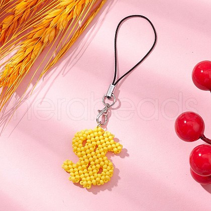 Glass Beaded Dollar Sign Pendant Decorations HJEW-MZ00149-1