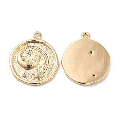 Brass Micro Pave Cubic Zirconia Pendants KK-C028-29G-1