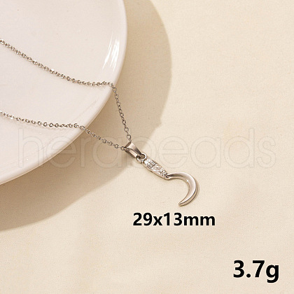 Vintage Stainless Steel Moon Sword Pendant Necklaces for Women QX2053-9-1