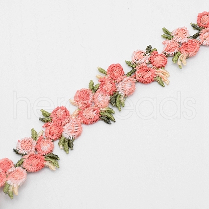 Flower Polyester Trim Ribbon X-OCOR-WH0057-18A-1