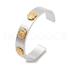 Flower 304 Stainless Steel Cuff Bangles for Women BJEW-A023-03P-1