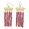 Dyed Natural Malaysia Jade Rondelle Beaded Tassel Dangle Earrings EJEW-JE05103-4