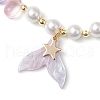 Natural Aquamarine & Rose Quartz & Amethyst Beads Charm Bracelets for Women BJEW-JB11731-3