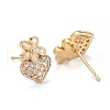 Heart & Flower Sparkling Cubic Zirconia Hoop Earrings for Girl Women EJEW-H126-19G-2