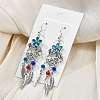 Flower & Feather Alloy Chandelier Earrings EJEW-G426-05AS-1