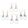Teardrop 304 Stainless Steel Transparent Glass Dangle Earrings EJEW-JE06404-01-2