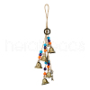 Boho Wind Chimes Hanging Ornaments with Wood Beads AJEW-WH0258-679-1