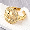 Brass Micro Pave Cubic Zirconia Adjustable Open Cuff Rings for Women RJEW-K292-05G-2