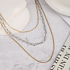 Fashionable Stainless Steel Box Chain 3 Layer Necklaces for Women SS0255-4