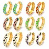 Rack Plating Rhombus Pattern Brass Enamel Hoop Earrings EJEW-C102-47G-1