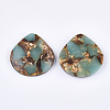 Assembled Natural Bronzite and Synthetic Aqua Terra Jasper Pendants G-S329-043-2