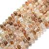 Natural Black Gold Rutilated Quartz Beads Strands G-P573-A16-01-2
