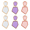 FIBLOOM 3 Pairs 3 Colors Rhinestone Polygon Dangle Stud Earrings EJEW-FI0002-81-1