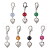 7Pcs Chakra Round Natural White Jade & Carnelian & Dyed Malaysia Jade & Black Onyx & Green Aventurine & Quartz Pendant Decorations HJEW-JM03192-2