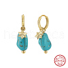 Natural Turquoise Beaded Hoop Earrings EJEW-L294-001G-1