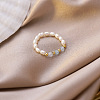 Mother's Day Jewellery Natural Freshwater Pearl with Glass Beaded Stretch Finger Rings WGD00E3-04-1