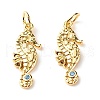 Brass Micro Pave Light Blue Cubic Zirconia Pendants ZIRC-P094-16G-RS-2