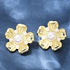 Flower Brass ABS Imitation Pearl Stud Earrings EJEW-M082-08G-1
