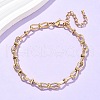 304 Stainless Steel Bowknot Link Anklets for Women AJEW-U025-02G-1