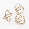 Brass Micro Pave Cubic Zirconia Cuff Rings RJEW-C101-13G-B-1