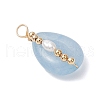 Copper Wire Wrapped Natural Aquamarine & Natural Cultured Freshwater Pearl Beads Pendants PALLOY-JF03645-05-3
