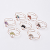 Natural Gemstone Chip Bead Cuff Bangles BJEW-L624-A-1