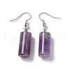 Natural Amethyst Cylindrical Dangle Earrings EJEW-D188-01P-07-2