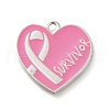 Breast Cancer Pink Awareness Ribbon Theme Alloy Enamel Pendants ENAM-C026-01F-S-1