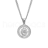 Stainless Steel Micro Pave Clear Cubic Zirconia Sun with Moon Pendant Necklaces for Women GC6303-2-1