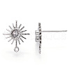 Brass Micro Clear Cubic Zirconia Stud Earring Findings KK-R132-064P-2