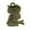 Tibetan Style Alloy Owl Pendants TIBEP-3752-AB-FF-2