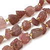 Raw Rough Natural Strawberry Quartz Beads Strands G-Z087-A09-2