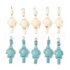 10Pcs 2 Colors Dyed Synthetic Turquoise Turtle Rondelle Beaded Pendants PALLOY-JF04011-1