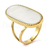 Oval 304 Stainless Steel Enamel Open Cuff Rings for Women RJEW-F166-25G-02-1