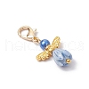 Glass Pearl & Resin Flower Rose Angel Pendant Decorations HJEW-JM03121-01-5