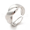 304 Stainless Steel Twist Rope Open Cuff Ring for Women RJEW-F131-17P-1