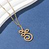 304 Stainless Steel Hollow Cut Yoga Om Lotus Flower Pendant Necklaces NJEW-Z073-02G-01-2