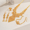 Alloy Hollow Flower Bracelets & Earrings & Necklaces & Rings Sets for Women IK7377-3