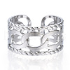 Non-Tarnish 304 Stainless Steel Curb Chains Shape Open Cuff Ring RJEW-N040-04-2