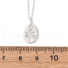 925 Sterling Silver Oval with Engraved Rose Flower Pendant Necklaces for Women NJEW-D316-03P-5