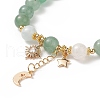 Natural Green Aventurine & Imitation Morganite Quartz Beaded Bracelets BJEW-JB09041-2