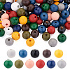 220Pcs 11 Colors Painted Natural Wood European Beads WOOD-TA0001-54-10