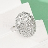 Brass Micro Pave Cubic Zirconia Adjustable Cuff Rings for Women RJEW-C129-07P-3