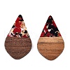 Transparent Resin and Walnut Wood Pendants RESI-T057-06E-2